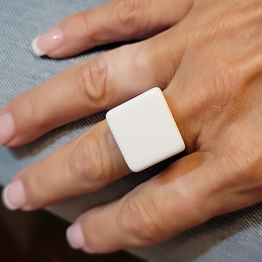 Last One Retro Cube Statement Ring, Metal Free